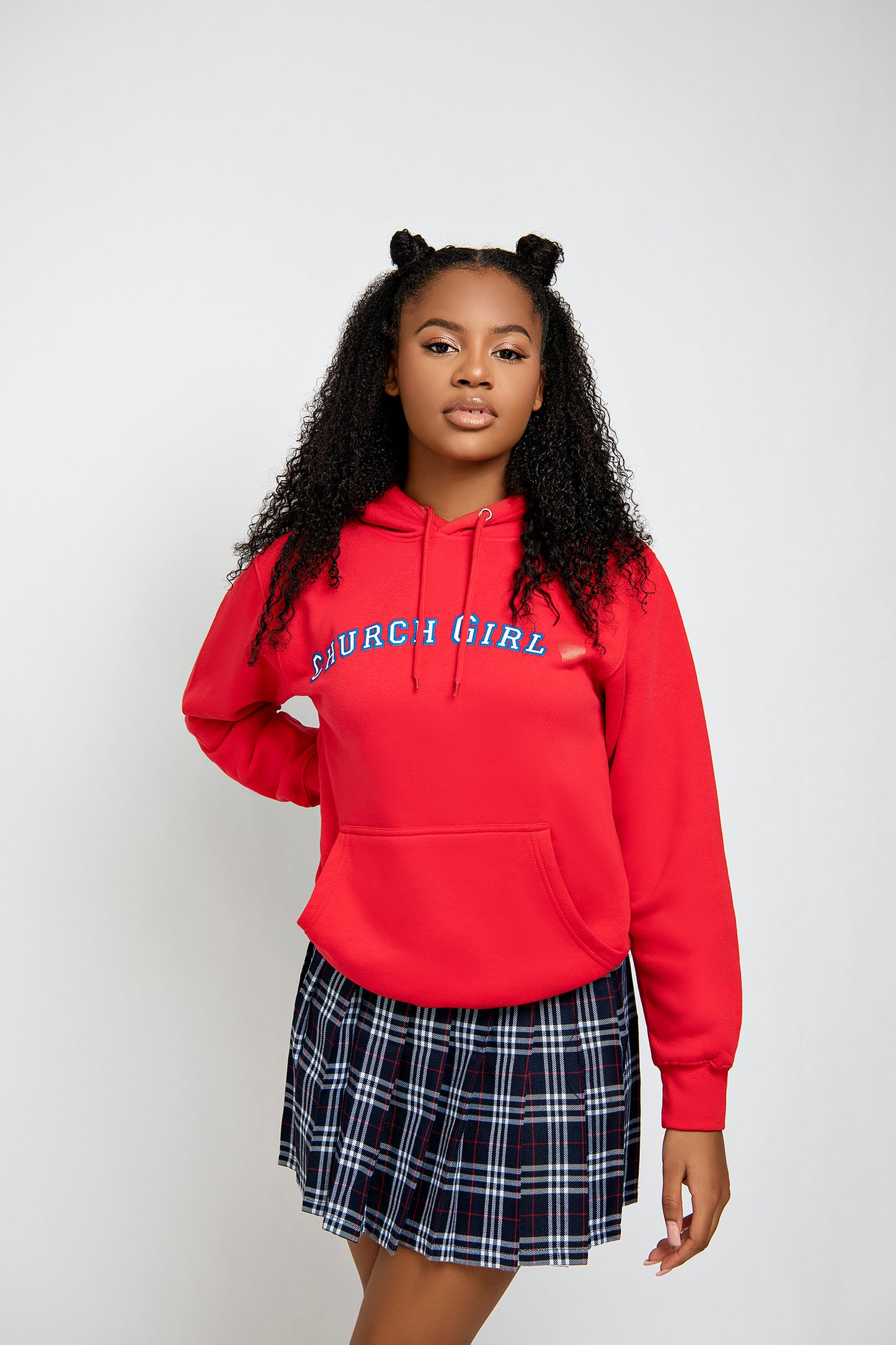 Church Girl Varsity Hoodie- Candy Apple